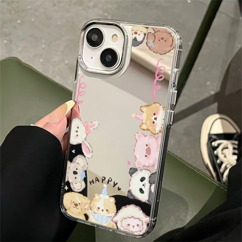 Puppy frame suitable for iPhone15Promax mobile phone case Apple 14pro makeup mirror 13 personality 78p appearance