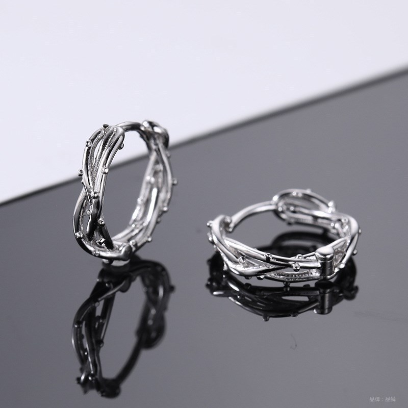 Thorn earrings for men, trendy ins cold style single earrings, fashionable hip-hop student jewelry, personality male geometric earrings