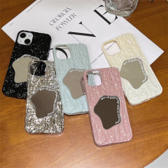 Girls makeup mirror three-dimensional pleated wrinkles suitable for Apple 15 mobile phone case iPhone14pro max silicone 12/13