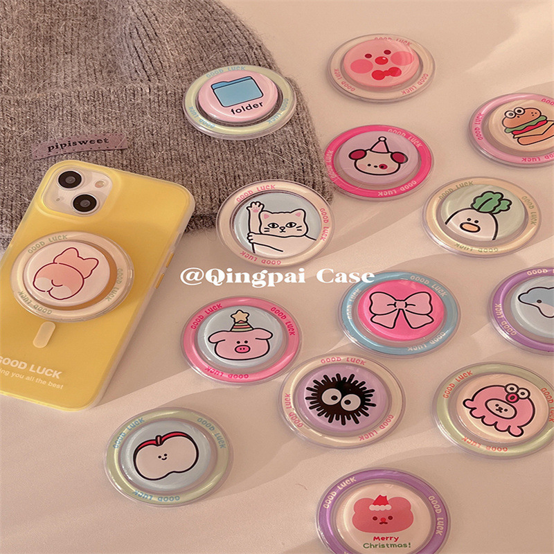 Ins style fun cartoon cute pattern suitable for MagSafe magnetic holder mobile phone strong magnetic adsorption new trend