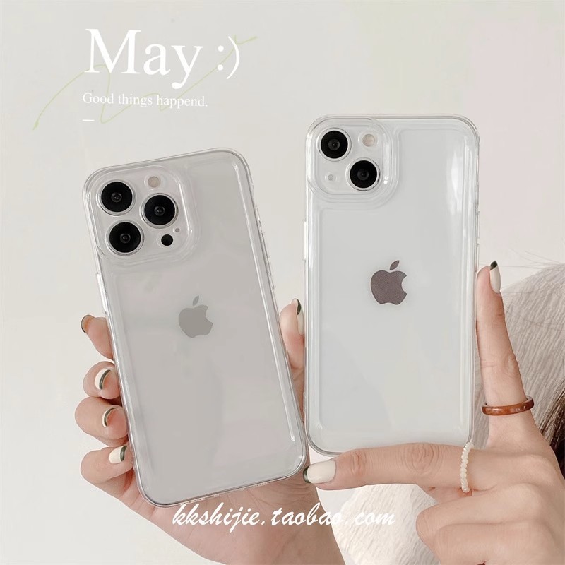 Apple xs mobile phone case transparent xr simple translucent xsmax anti-fall thin iphone13promax mobile phone case 11