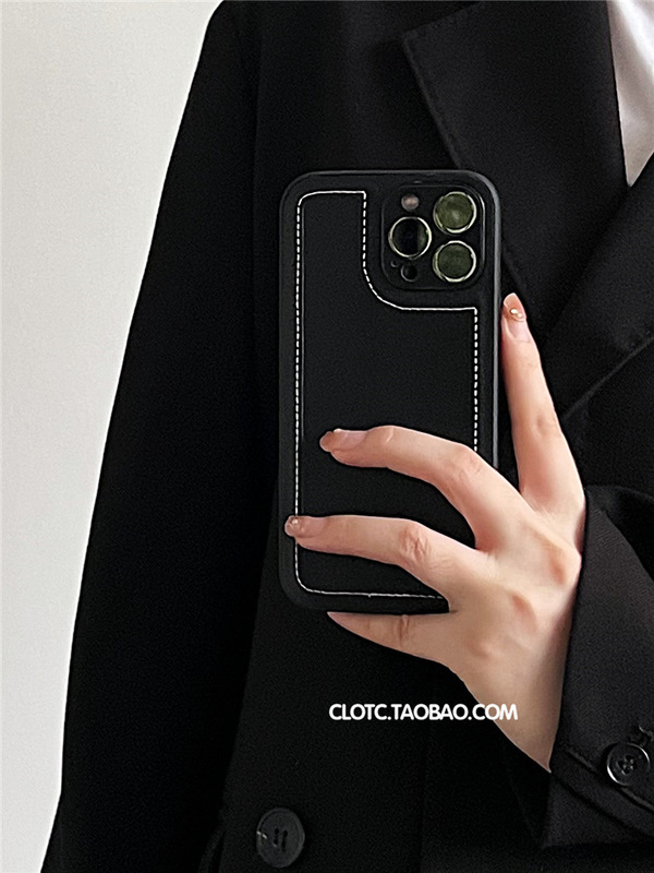Niche high-end retro black iphone14pro max Apple 13 mobile phone case 12 new 11 female leather
