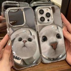 Mirror cute cat and dog 14P/13/12/11 mobile phone case iPhoneX/XS all-inclusive anti-fall XSMAX/XR female model