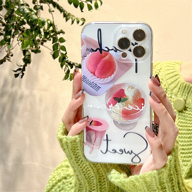 ins ice cream peach suitable for apple 14/13 promax mobile phone case girl iphone 12/11 transparent shell XS