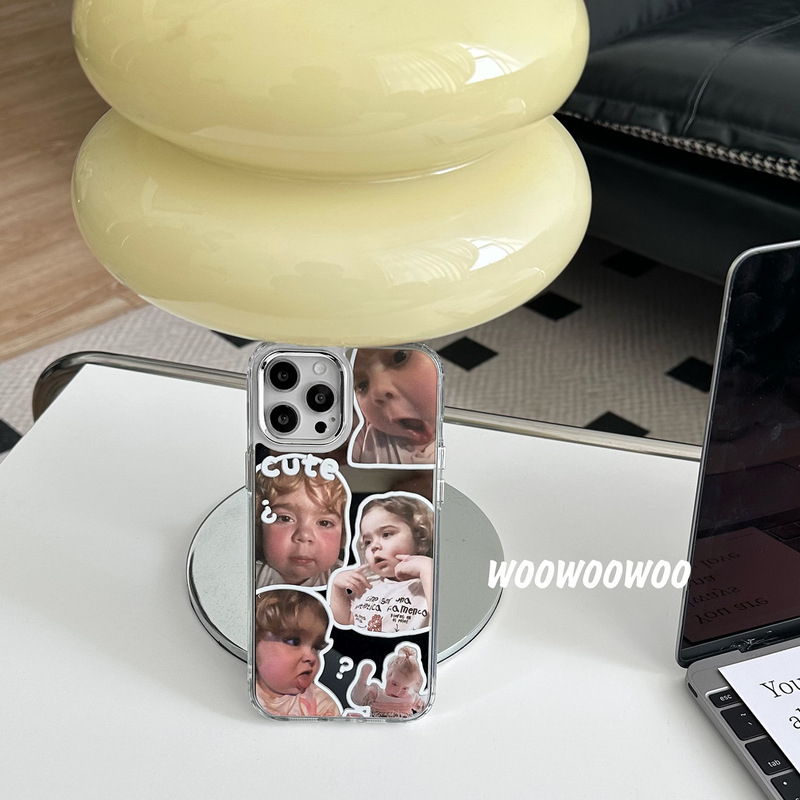 WOOWOOWOO niche ins cute, funny and interesting European and American baby mirror phone case for iphone13