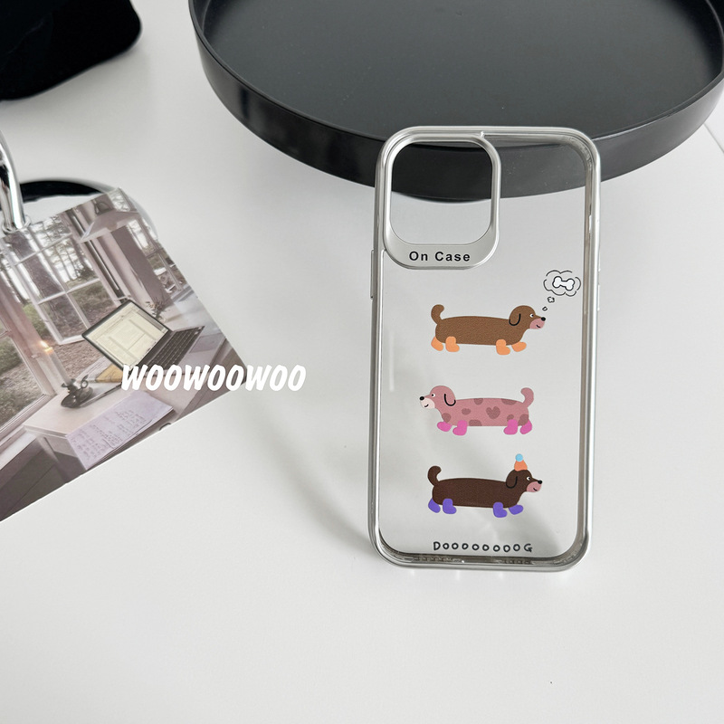 Niche ins cute cartoon dachshund suitable for iPhone15promax apple 14 mobile phone case 13 new style 12