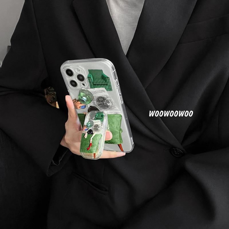 Niche illustration transparent mobile phone case suitable for Apple 12iphone13promax new model 11/14