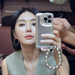 Suitable for Apple 14promax mobile phone case Qin Lan's same electroplated silver chain iPhone13 new 12pro mirror