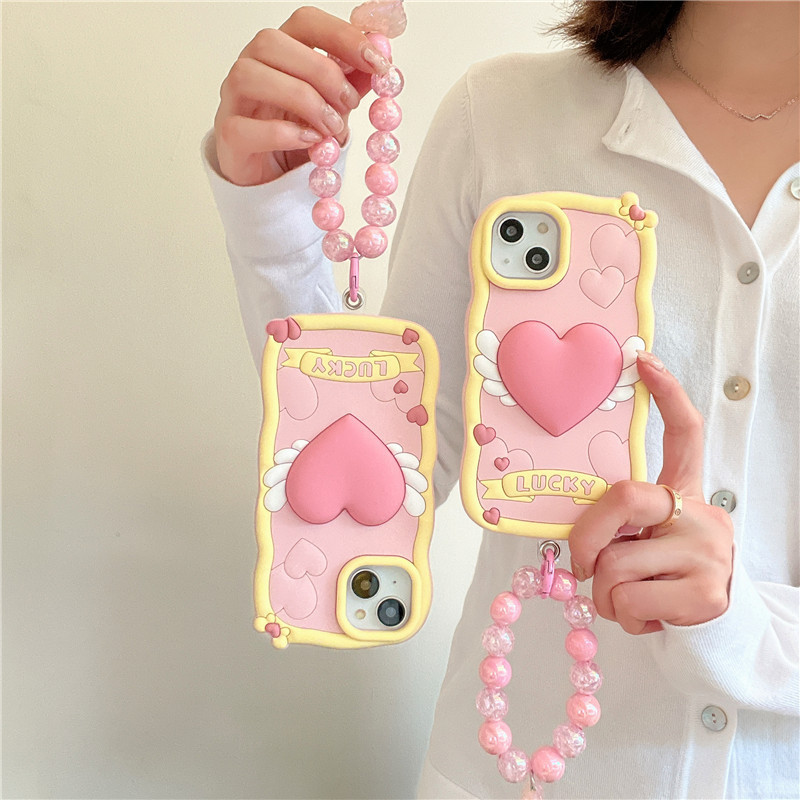 Suitable for iPhone 14 mobile phone case, Apple 13 three-dimensional love wings cream shell, Apple 14 ProMax mobile phone case