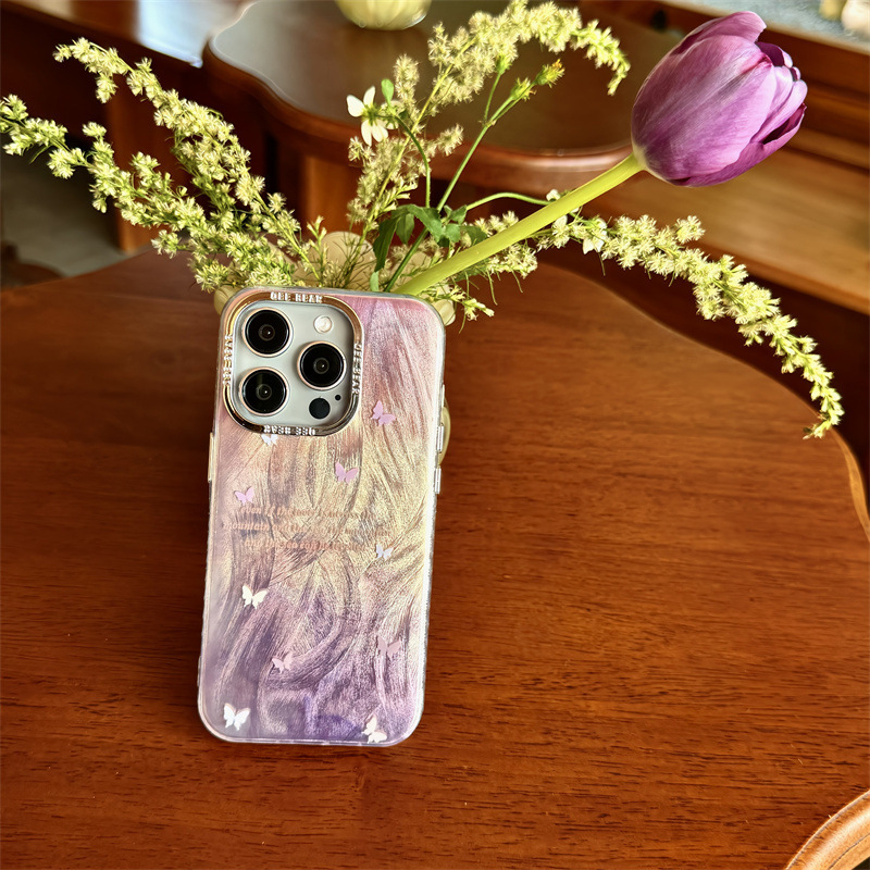 ins purple blooming butterfly 15pro/14Promax mobile phone case suitable for Apple 11/12pro hard shell 13pro