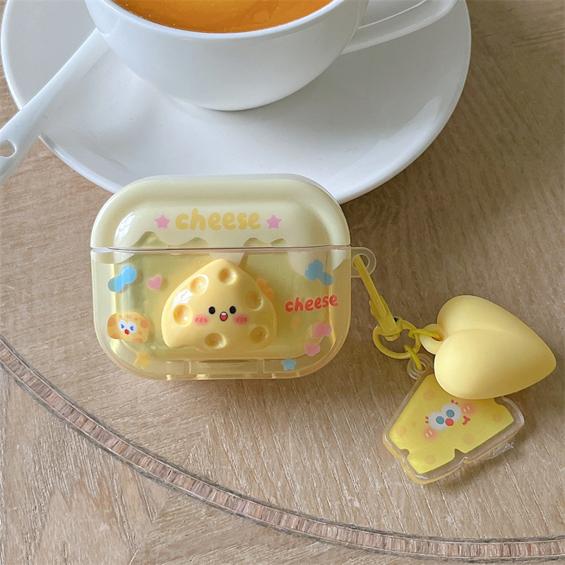 New Cartoon Cute Cheese Apple Headphone Cover Suitable for AirPods 2/3 Generation Pro 2 Generation Bluetooth Headphone Cover