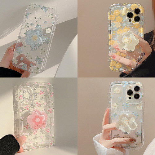 Floral shell suitable for iphone13 apple 15promax mobile phone case 11 quicksand stand 12 transparent 14 small fresh