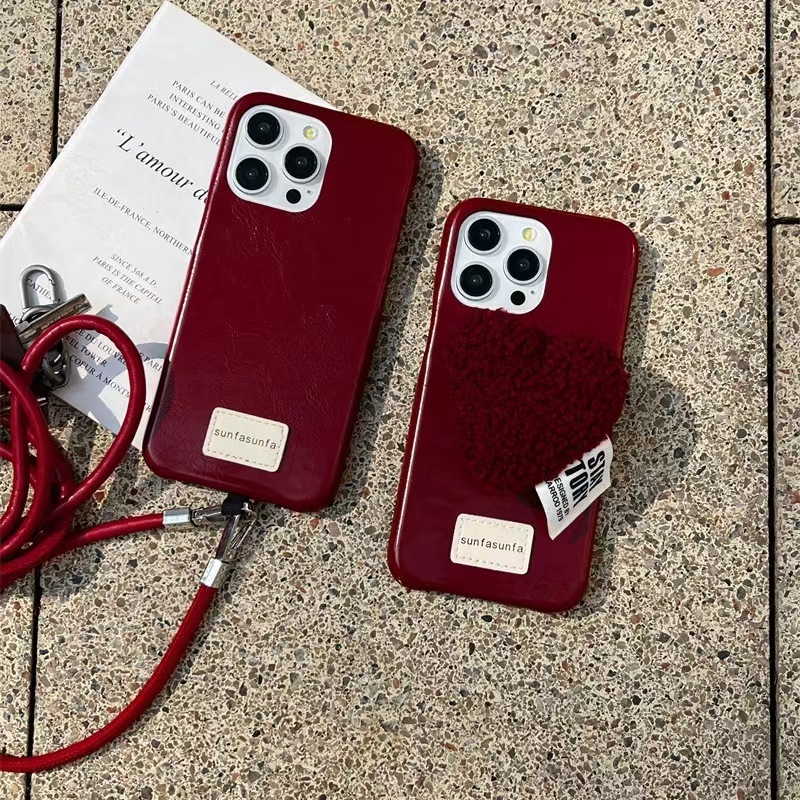 Simple leather pattern suitable for iphone1514promax red mobile phone case 1213 protective cover soft shell new leather