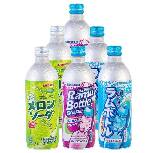 Japan's original imported Sanjiali 500ML grape and honeydew melon original soda carbonated drink whole box wholesale