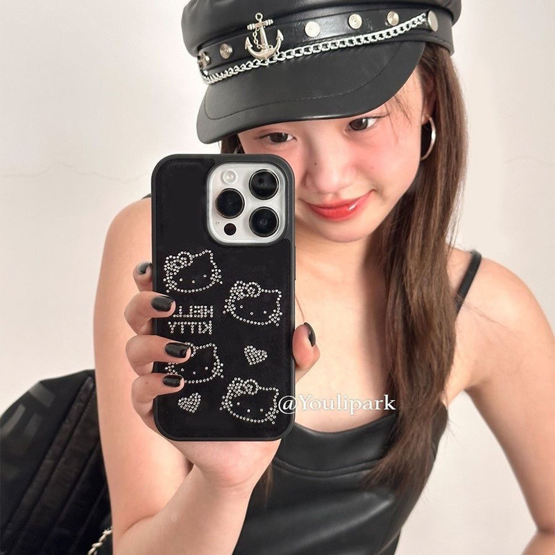 Apple 15Promax cartoon 13pro/14 cool black cat iPhone14promax all-inclusive 11 case suitable