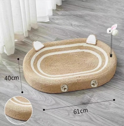 Sisal cat scratching board, oval extra-large cat nest basin, no crumbs, hemp rope, scratch-proof, one-piece cat claw board, scratch-resistant