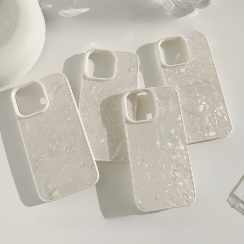 White mother-of-pearl texture iphone13 apple 15 mobile phone case 11 high-end sense 12 applicable 14promax dreamy hard