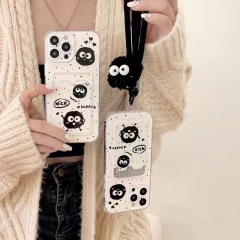 Cute cartoon full screen black briquettes IPhone13/14/15ProMax card Apple 14 mobile phone case suitable for 12