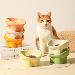 Ceramic cat bowl protects cervical vertebra, high-leg dog bowl, dog rice bowl, cat double bowl cat food bowl to prevent pets from tipping over, drinking water