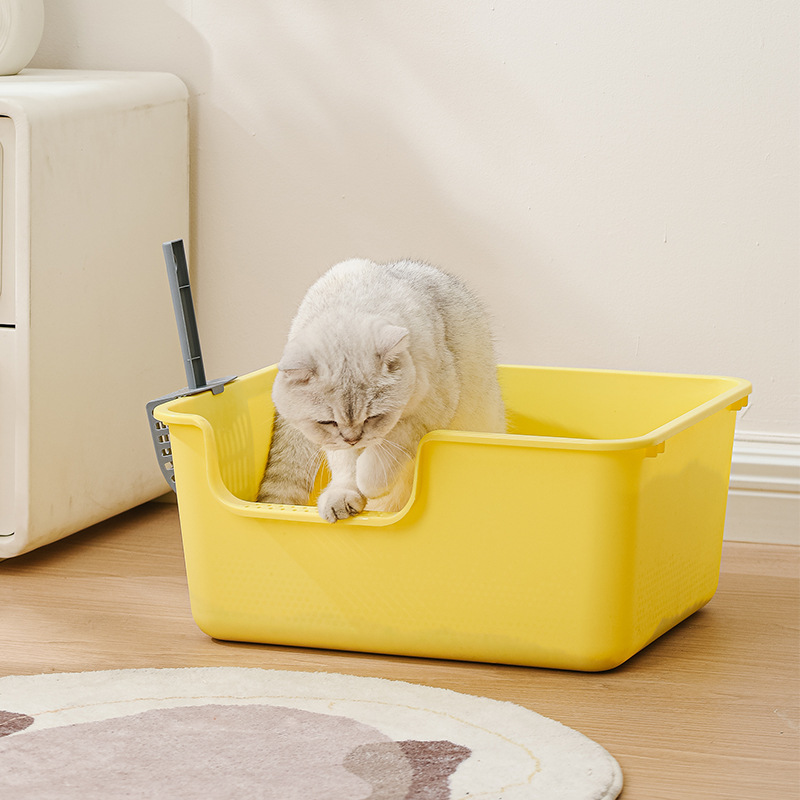 Integrated cat litter box, extra large open type, anti-splash cat toilet, semi-enclosed cat litter box, pet cat supplies
