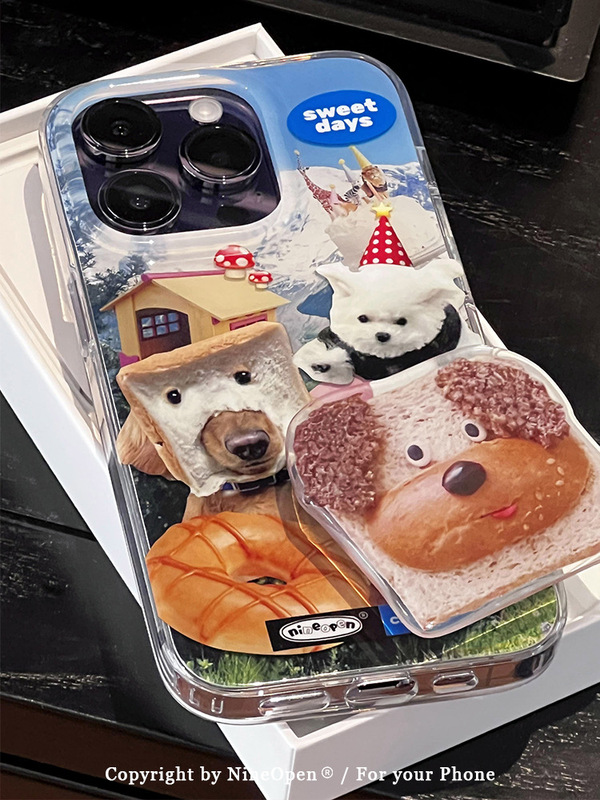 Donut toast bread puppy double layer suitable for Apple 14/13/12/11ProMax mobile phone case iphone