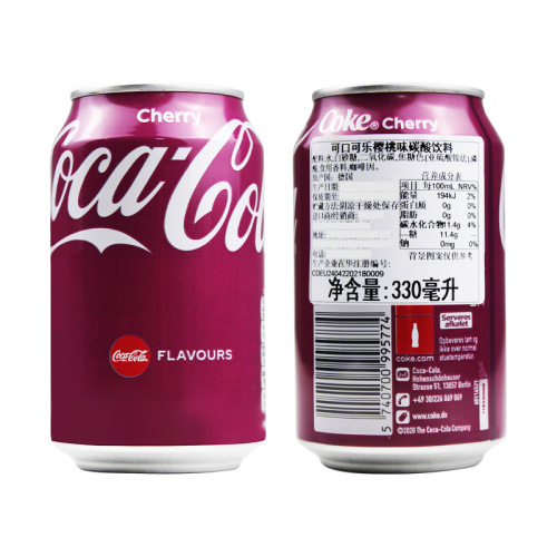 Cherry flavored Coca-Cola imported from Germany 330ml*24 cans whole box wholesale carbonated internet celebrity soda drink