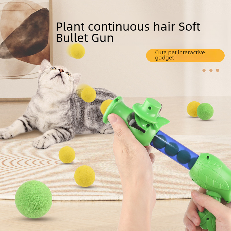Plant repeating pea soft bullet gun silent cat toy interactive repeating gun amusing cat artifact silent pet toy