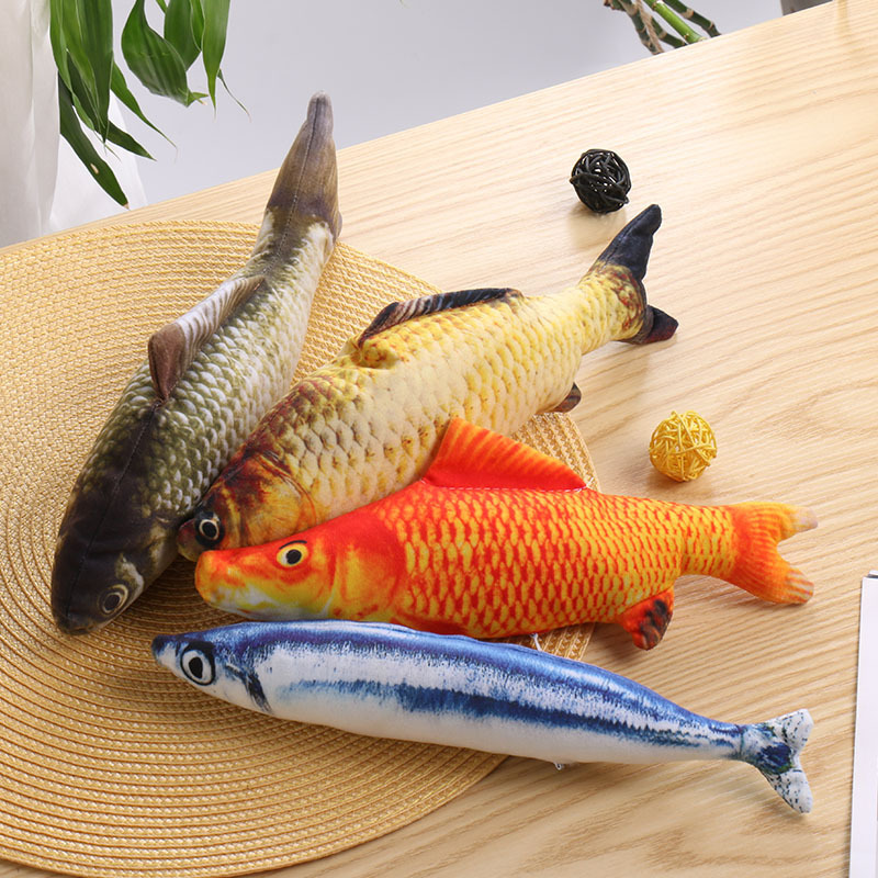 Funny cat toy, simulated fish, funny cat grinding teeth and chewing plush toy, fish, catnip, fish, cat supplies