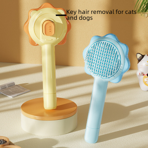 New Sunflower Pet Hair Removal Knot Comb One-click Hair Removal Dog Grooming Brush Cat Hair Removal Comb