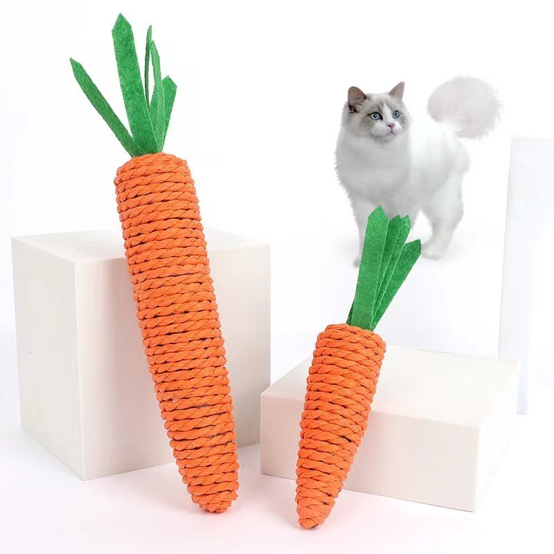 New cat toy carrot, bite-resistant teething stick toy with built-in bell, boredom-relieving kitten pet supplies