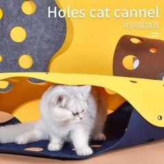 Cat Tunnel Cat Maze Folding Channel Felt Paper Drilled Hole Rolling Dragon Removable and Washable Cat Self-Happiness Toy for Four Seasons