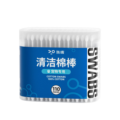 Pet ear cleaning cotton swabs 110 pack dog earwax and ear odor essential oil cotton swabs cat ear cleaning liquid ear cleaning liquid