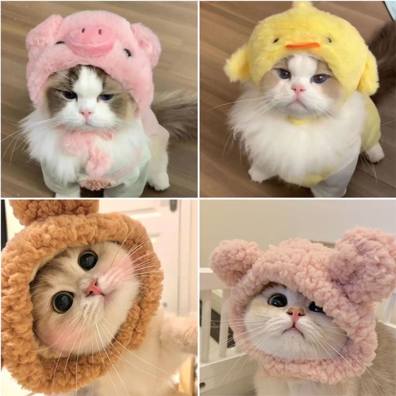 Piggy Cat Hat Chick Pet Headgear Panda Little Panda Dog Structure Hat Headwear Cross-dressing Hat Internet Celebrity Cross-border