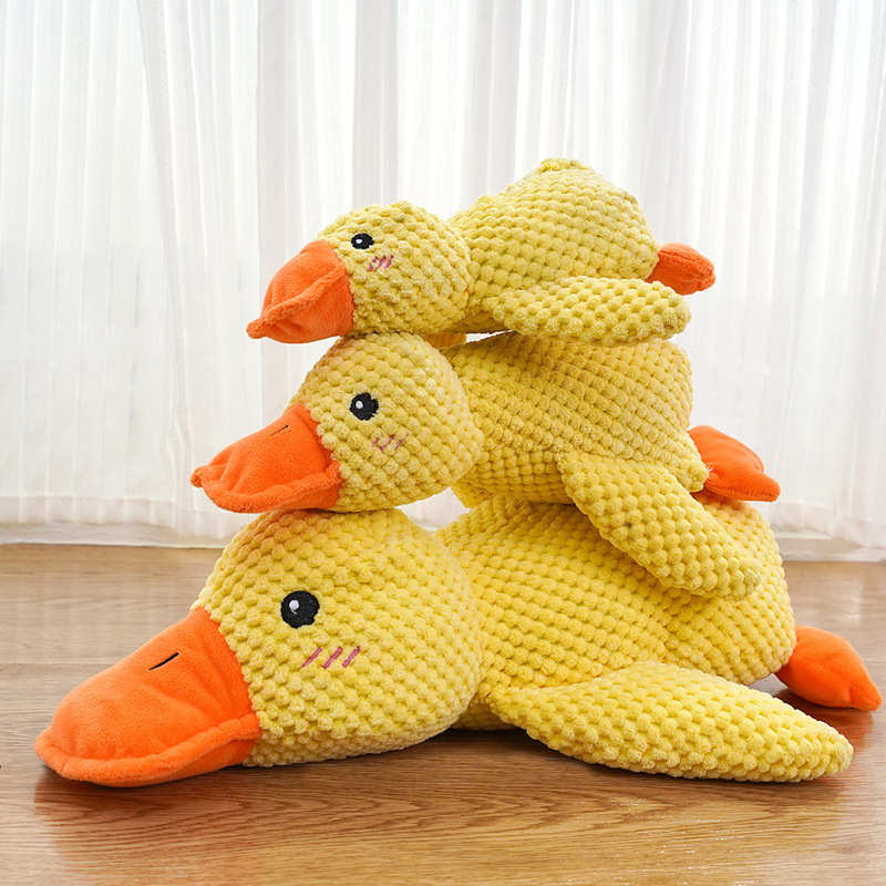 Cat, yellow duck, dog toy, plush, bite-resistant, molar, sound-relieving artifact, Golden Retriever, Corgi, pet supplies