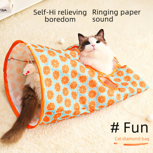 Hot-selling cat toys, cat drill bag, rolling dragon with noise paper, self-entertainment and boredom relief, interactive cat toys, cat tunnel