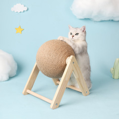 Cat scratching board cat toy wooden cat scratching ball claw grinding hand wrapped sisal rope cat climbing frame durable cat scratching post pet supplies