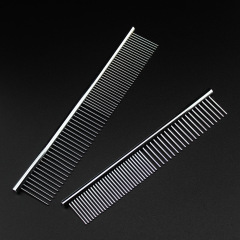 Stainless steel medium small pet comb pet comb steel comb silver double-sided comb