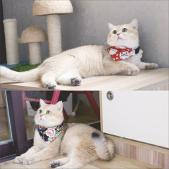 Triangle saliva scarf for pet cats and dogs, cotton festive retractable collar