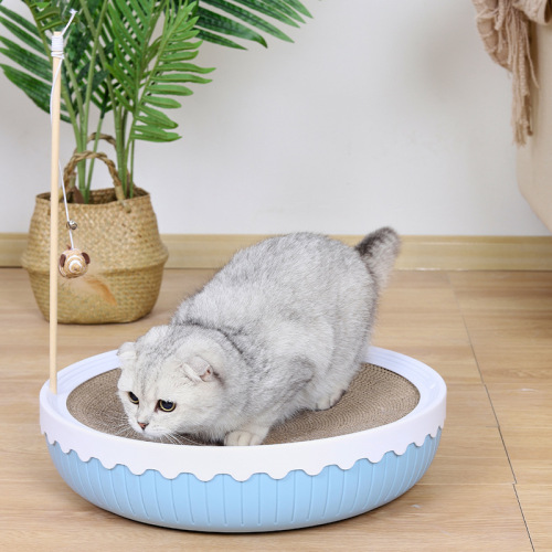 Cat scratching board nest corrugated paper bowl-shaped cat nest pad cat paw board rubbing cat toys cat supplies plastic shell cat teasing stick