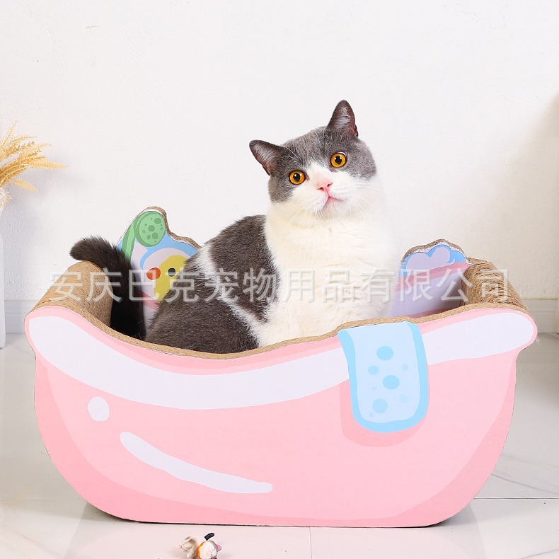 Cat scratching board, cat nest, integrated claw grinding, durable corrugated paper that does not shed crumbs, cat claw board, wear-resistant, large toy bathtub supplies