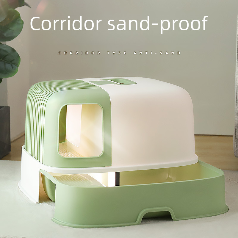 Cat long aisle with drawer cat litter box pet corridor style fully semi-enclosed toilet cat odor-proof large bedpan