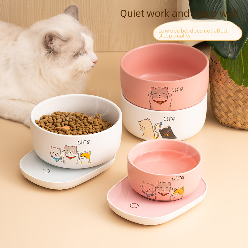 Constant temperature water dispenser for cats, heated yogurt machine, insulated water bowl, winter pet dog ceramic bowl, water feeding and drinking fountain