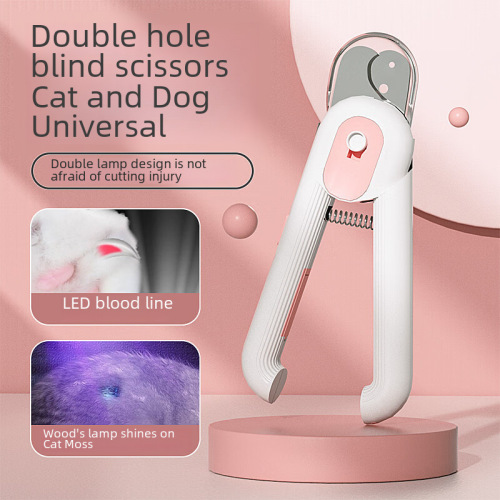 Cat nail clipper with light file double hole universal LED light nail clipper for cats and dogs novice special blood line ear mite