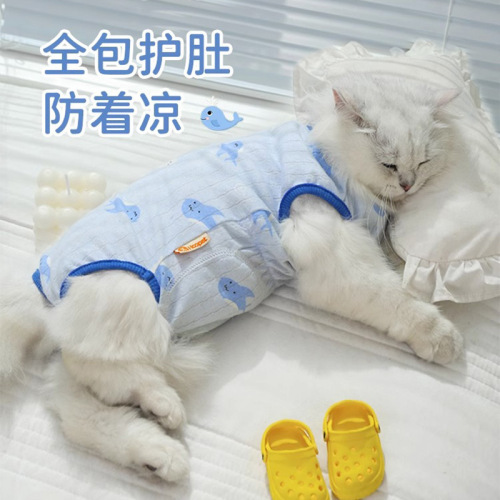 Cat clothes anti-shedding summer thin ragdoll cat kitten pet kitten weaning cat summer belly protective clothing