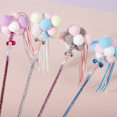 Spot hair ball tassel fairy cat teasing stick 40cm beaded handmade cat teasing stick play interactive cat toy