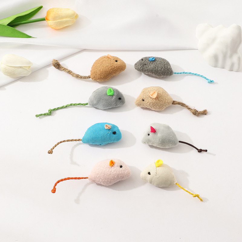 Pet Products Manufacturer Simulated Plush Mouse Doll Set Feather Mouse Resistant to Scratching and Molding Cat Toys