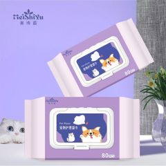 80 pet wipes for dogs, cats and other pet cleaning wipes, Chinese and English packaging factory wholesale
