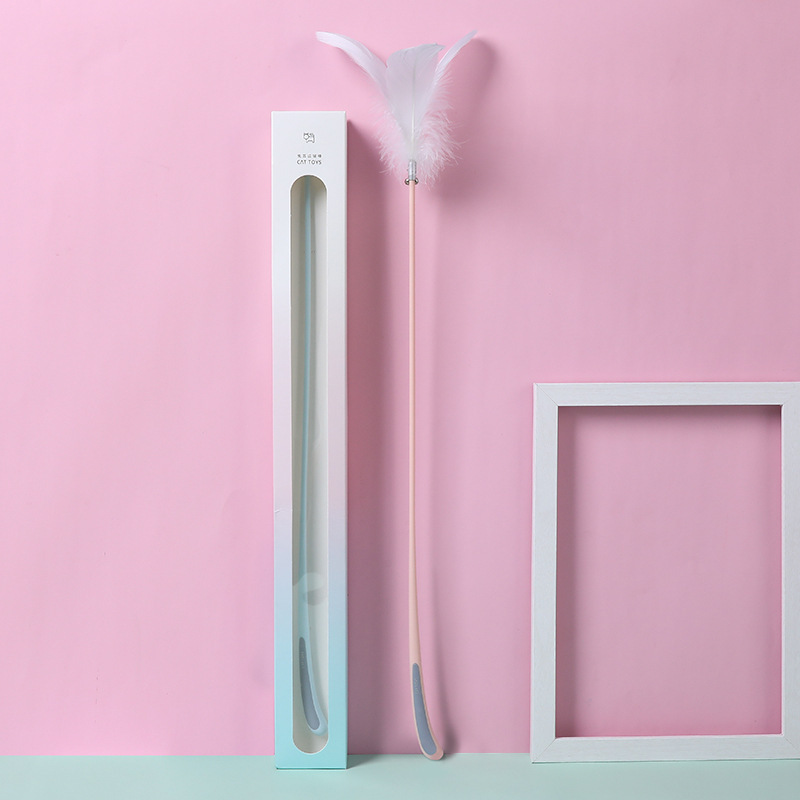 Original rabbit ears cat tease stick with high toughness and bell and goose feather cat tease stick. Cat toys in stock.