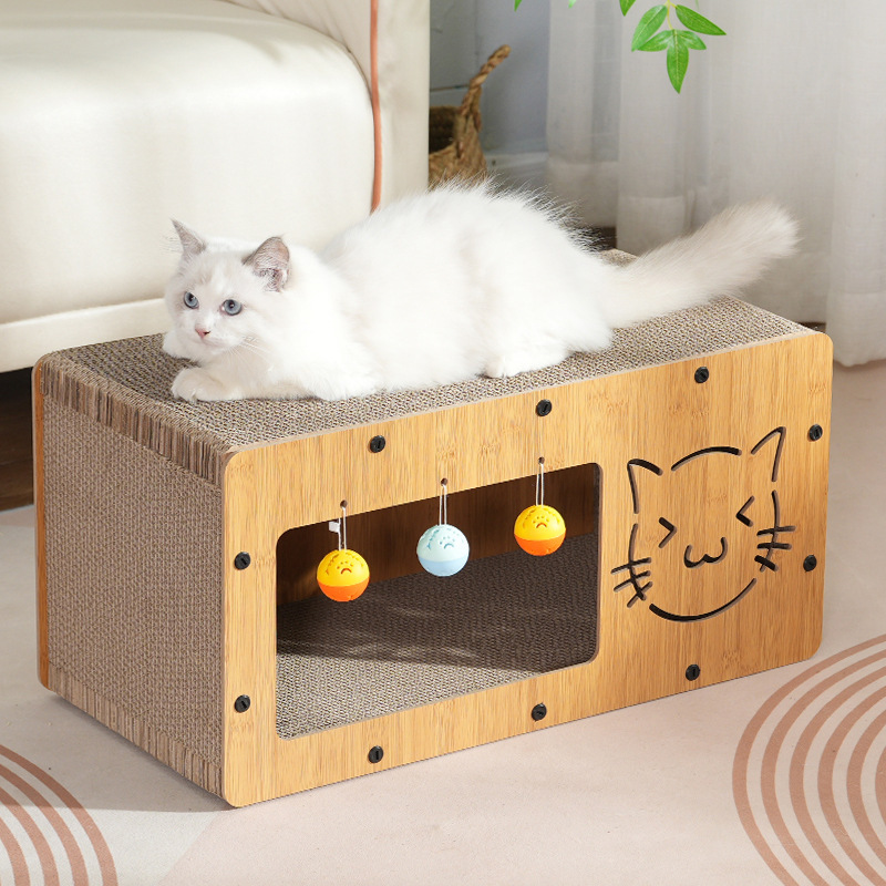 Multifunctional cat scratching board, double-layer cat villa, density board, corrugated paper, scratch-resistant cat house, cat pet supplies, cat nest