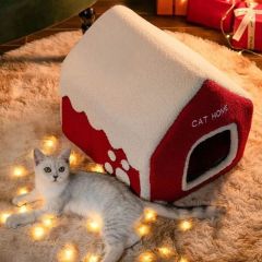 Snow house cat nest Christmas and winter warm house doghouse villa closed winter universal cat pet